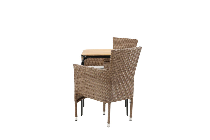 Venture Home Holmbeck Cafetable Steel - Black / Rectangular 55*70*74 +Malina Diningchair Alumnium - Nature / Wicker _2
