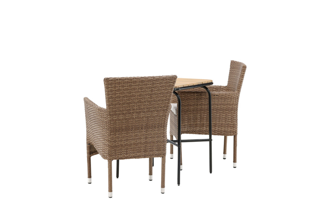 Venture Home Holmbeck Cafetable Steel - Black / Rectangular 55*70*74 +Malina Diningchair Alumnium - Nature / Wicker _2