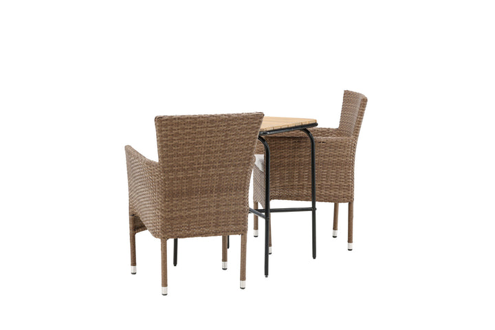 Venture Home Holmbeck Cafetable Steel - Black / Rectangular 55*70*74 +Malina Diningchair Alumnium - Nature / Wicker _2