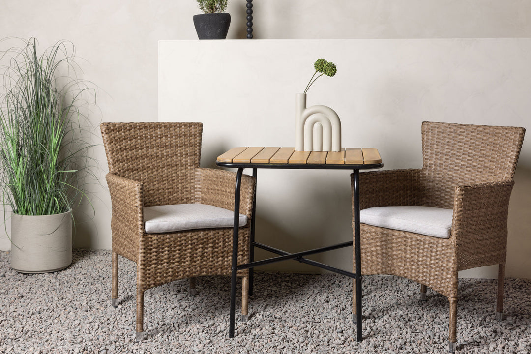 Venture Home Holmbeck Cafetable Steel - Black / Rectangular 55*70*74 +Malina Diningchair Alumnium - Nature / Wicker _2
