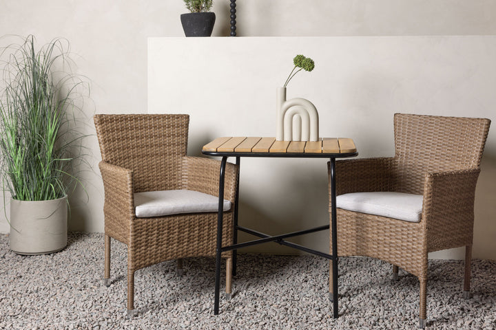 Venture Home Holmbeck Cafetable Steel - Black / Rectangular 55*70*74 +Malina Diningchair Alumnium - Nature / Wicker _2