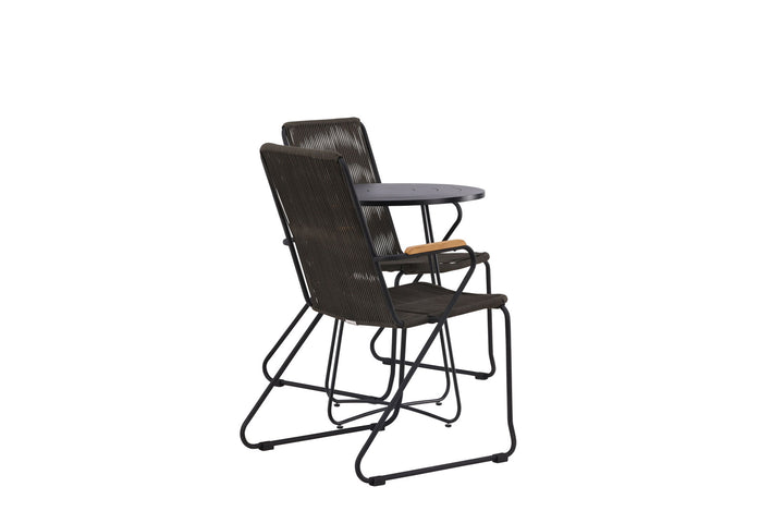 Venture Home Bacong Cafetable Steel - Black / Round ø60** +Bois Diningchair Steel - Black / Dark Grey Rope _2