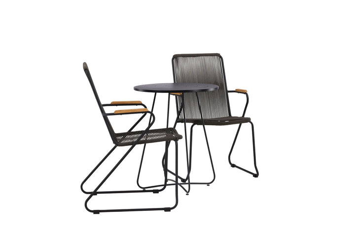 Venture Home Bacong Cafetable Steel - Black / Round ø60** +Bois Diningchair Steel - Black / Dark Grey Rope _2
