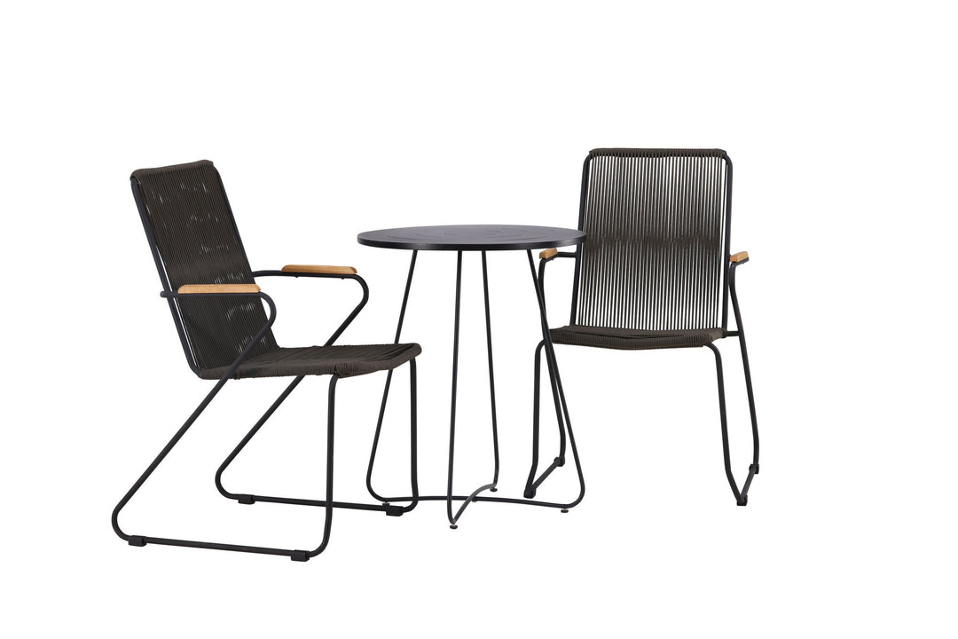 Venture Home Bacong Cafetable Steel - Black / Round ø60** +Bois Diningchair Steel - Black / Dark Grey Rope _2