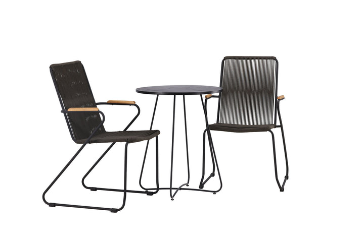Venture Home Bacong Cafetable Steel - Black / Round ø60** +Bois Diningchair Steel - Black / Dark Grey Rope _2