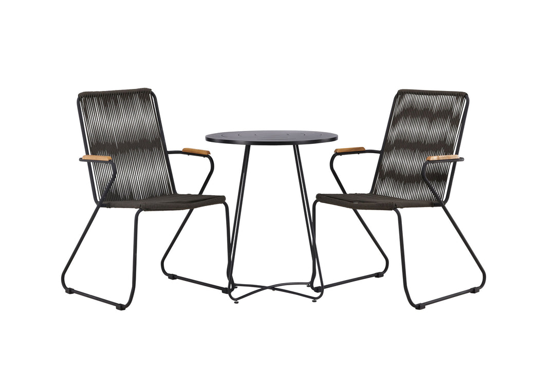 Venture Home Bacong Cafetable Steel - Black / Round ø60** +Bois Diningchair Steel - Black / Dark Grey Rope _2