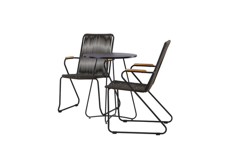 Venture Home Bacong Cafetable Steel - Black / Round ø60** +Bois Diningchair Steel - Black / Dark Grey Rope _2