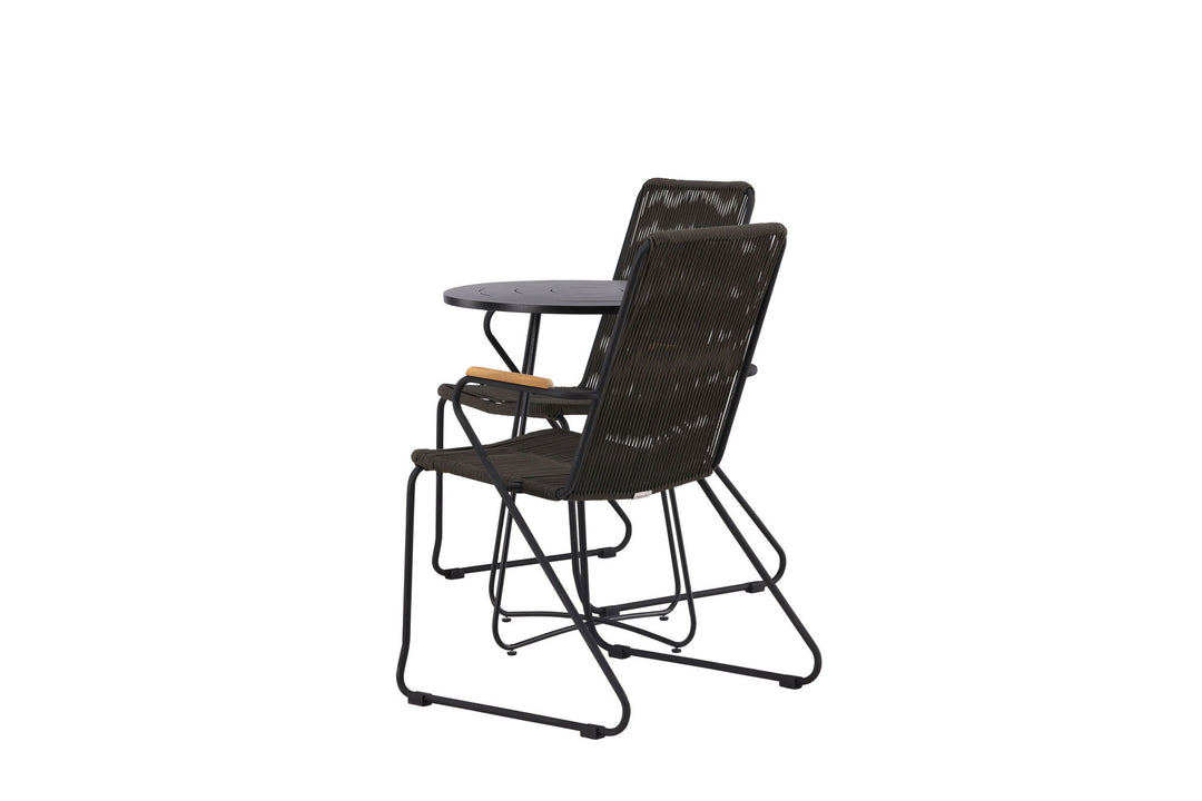 Venture Home Bacong Cafetable Steel - Black / Round ø60** +Bois Diningchair Steel - Black / Dark Grey Rope _2