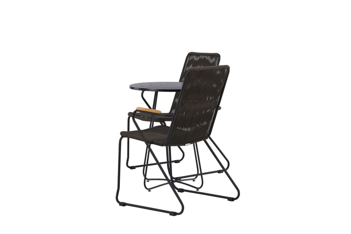 Venture Home Bacong Cafetable Steel - Black / Round ø60** +Bois Diningchair Steel - Black / Dark Grey Rope _2