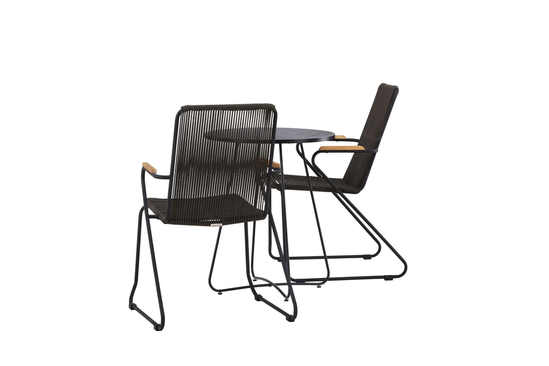 Venture Home Bacong Cafetable Steel - Black / Round ø60** +Bois Diningchair Steel - Black / Dark Grey Rope _2