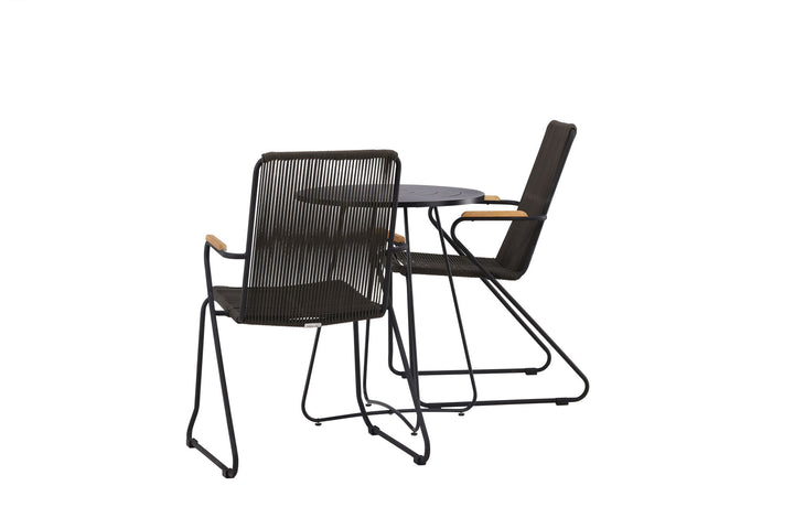 Venture Home Bacong Cafetable Steel - Black / Round ø60** +Bois Diningchair Steel - Black / Dark Grey Rope _2