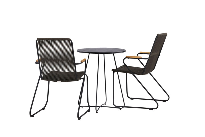 Venture Home Bacong Cafetable Steel - Black / Round ø60** +Bois Diningchair Steel - Black / Dark Grey Rope _2