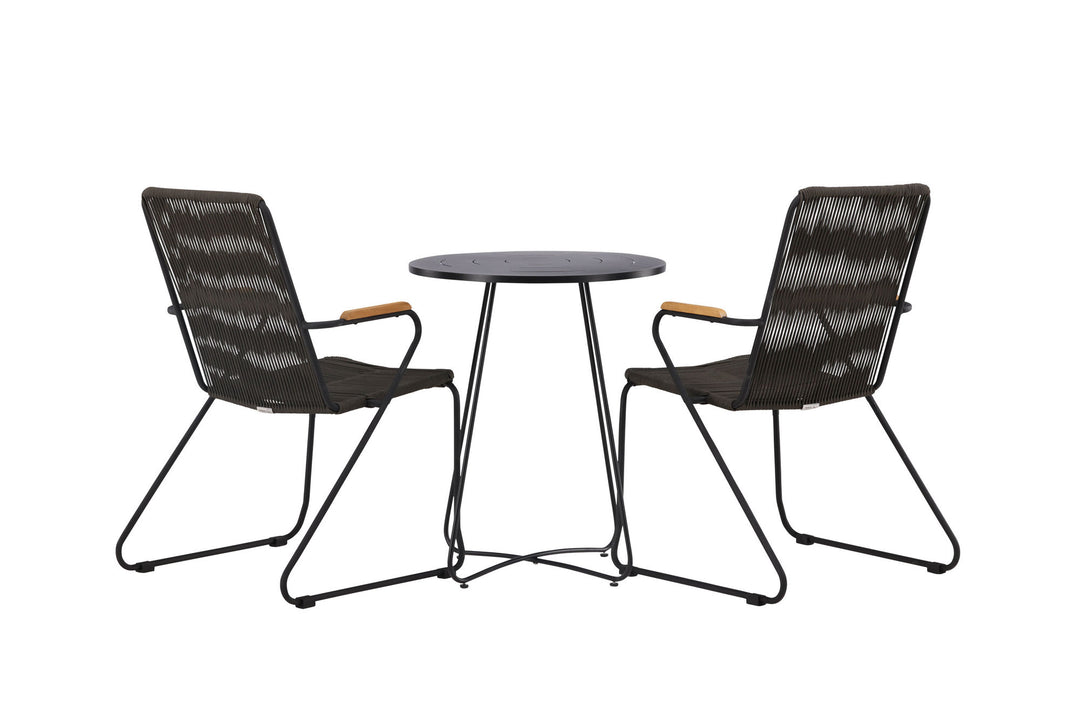 Venture Home Bacong Cafetable Steel - Black / Round ø60** +Bois Diningchair Steel - Black / Dark Grey Rope _2