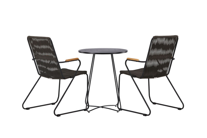 Venture Home Bacong Cafetable Steel - Black / Round ø60** +Bois Diningchair Steel - Black / Dark Grey Rope _2