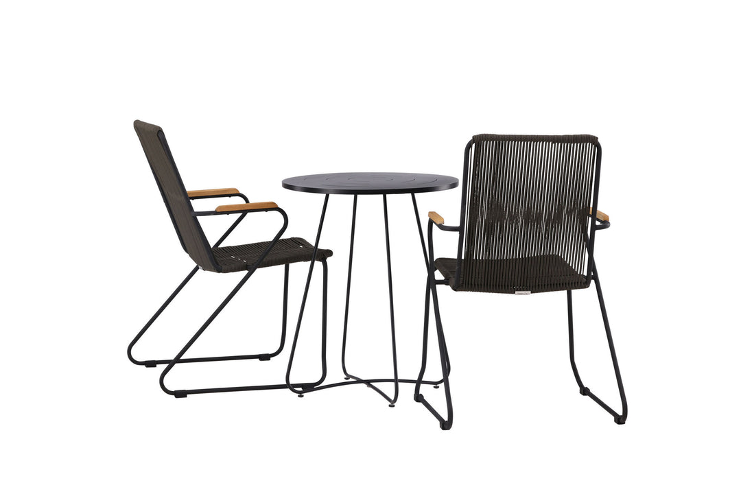 Venture Home Bacong Cafetable Steel - Black / Round ø60** +Bois Diningchair Steel - Black / Dark Grey Rope _2