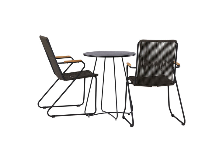 Venture Home Bacong Cafetable Steel - Black / Round ø60** +Bois Diningchair Steel - Black / Dark Grey Rope _2