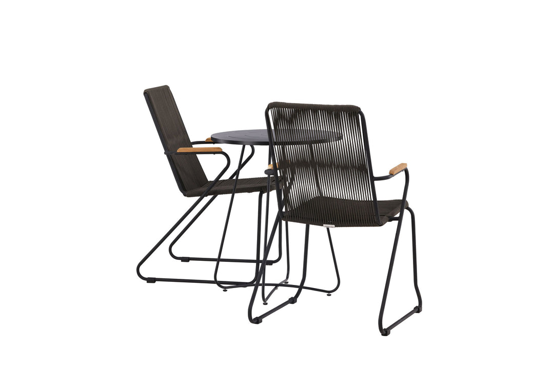 Venture Home Bacong Cafetable Steel - Black / Round ø60** +Bois Diningchair Steel - Black / Dark Grey Rope _2
