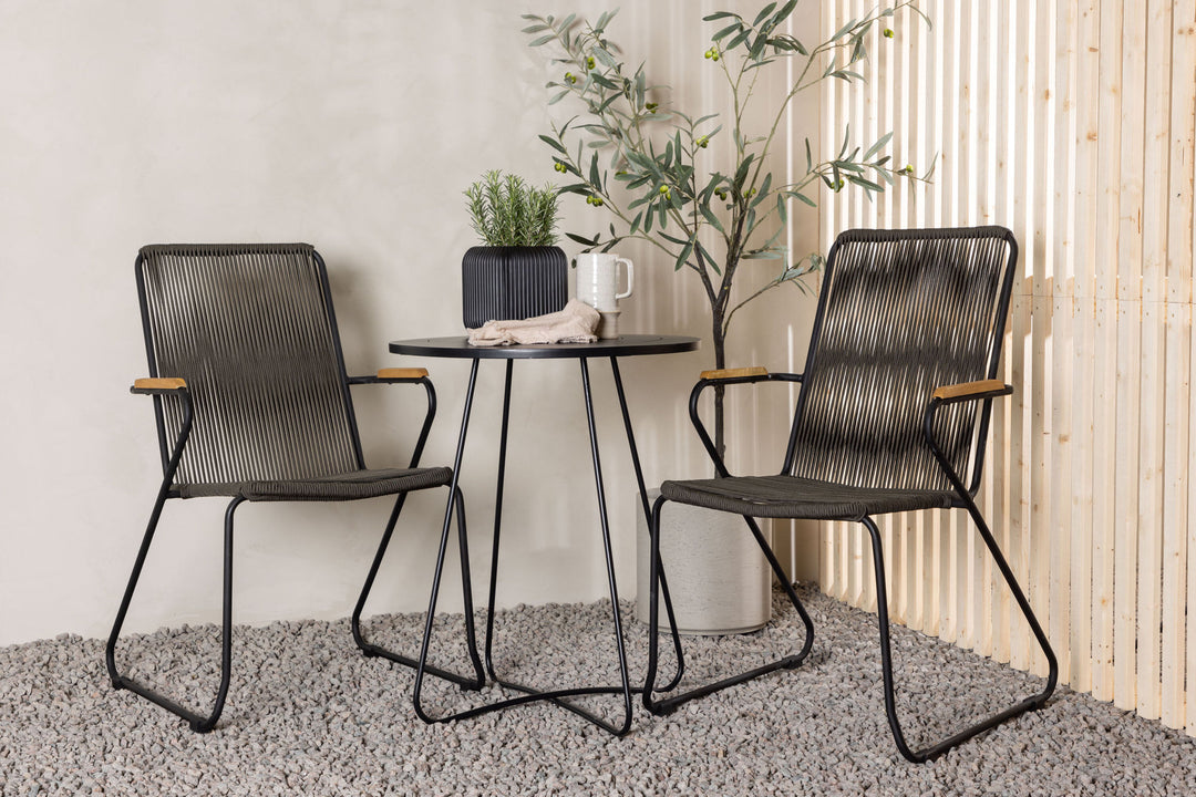 Venture Home Bacong Cafetable Steel - Black / Round ø60** +Bois Diningchair Steel - Black / Dark Grey Rope _2