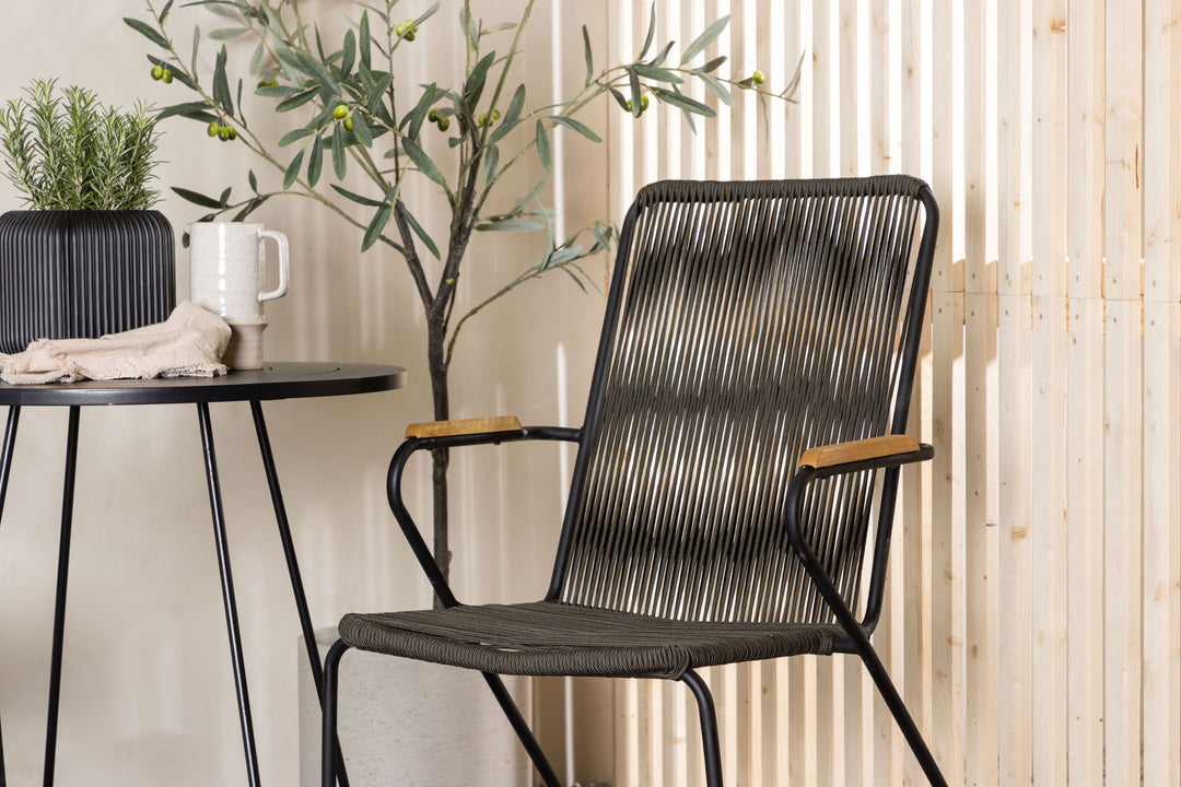 Venture Home Bacong Cafetable Steel - Black / Round ø60** +Bois Diningchair Steel - Black / Dark Grey Rope _2