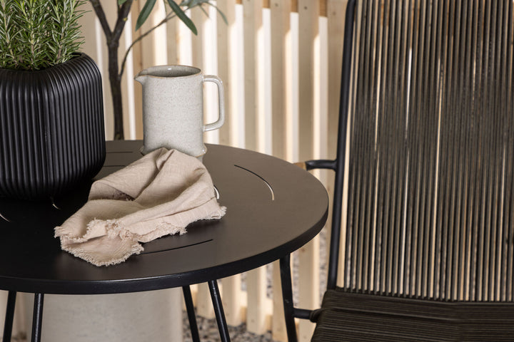 Venture Home Bacong Cafetable Steel - Black / Round ø60** +Bois Diningchair Steel - Black / Dark Grey Rope _2
