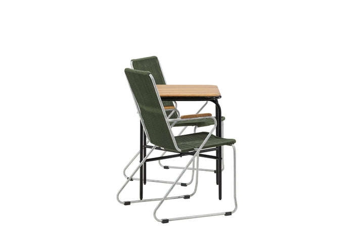 Venture Home Holmbeck Cafetable Steel - Black / Rectangular 55*70*74 +Bois Diningchair Steel - Silver / Green Rope _2