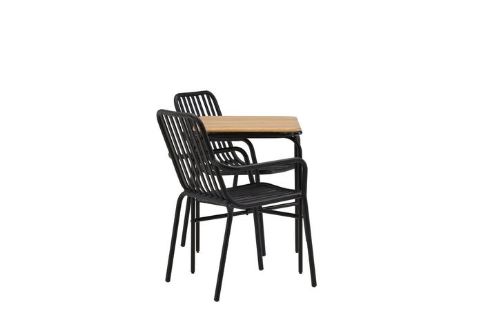 Venture Home Holmbeck Cafetable Steel - Black / Rectangular 55*70*74 +Peking Diningchair Aluminium - Black / _2