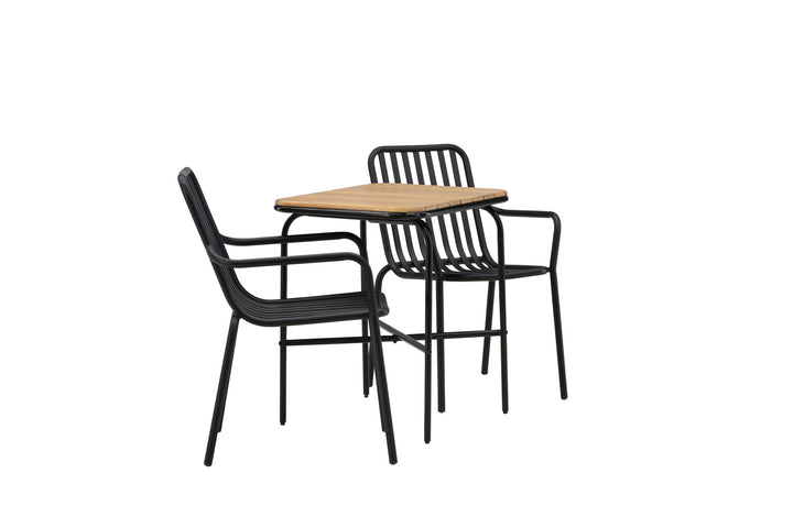 Venture Home Holmbeck Cafetable Steel - Black / Rectangular 55*70*74 +Peking Diningchair Aluminium - Black / _2