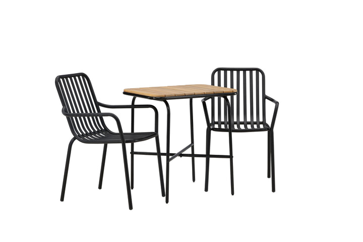 Venture Home Holmbeck Cafetable Steel - Black / Rectangular 55*70*74 +Peking Diningchair Aluminium - Black / _2