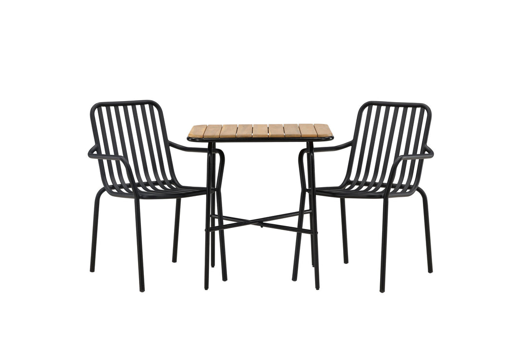 Venture Home Holmbeck Cafetable Steel - Black / Rectangular 55*70*74 +Peking Diningchair Aluminium - Black / _2