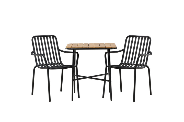 Venture Home Holmbeck Cafetable Steel - Black / Rectangular 55*70*74 +Peking Diningchair Aluminium - Black / _2