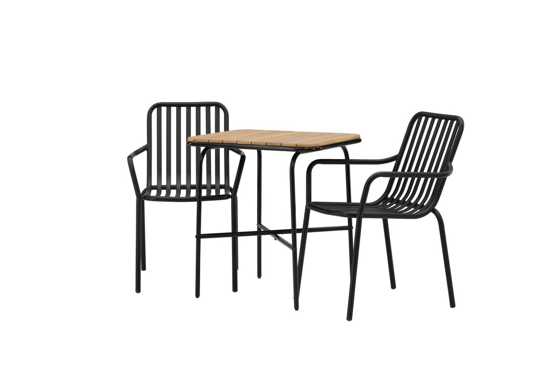 Venture Home Holmbeck Cafetable Steel - Black / Rectangular 55*70*74 +Peking Diningchair Aluminium - Black / _2