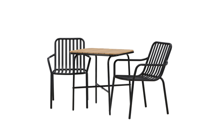 Venture Home Holmbeck Cafetable Steel - Black / Rectangular 55*70*74 +Peking Diningchair Aluminium - Black / _2