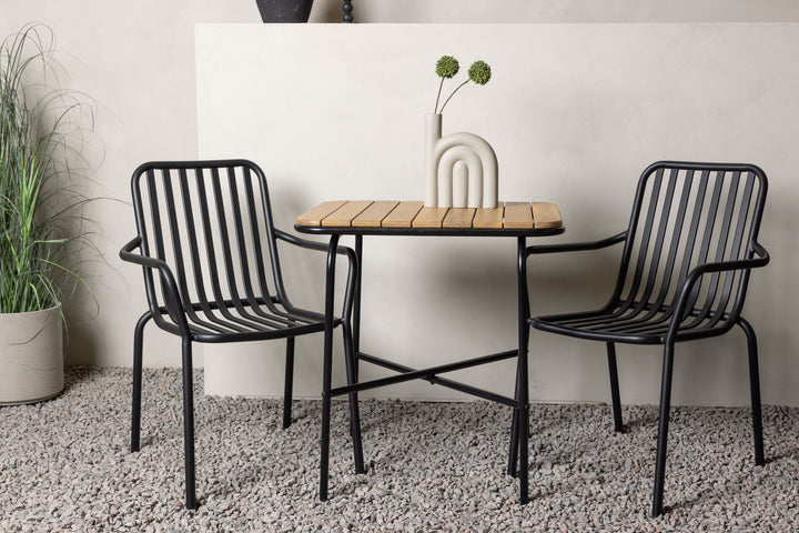 Venture Home Holmbeck Cafetable Steel - Black / Rectangular 55*70*74 +Peking Diningchair Aluminium - Black / _2