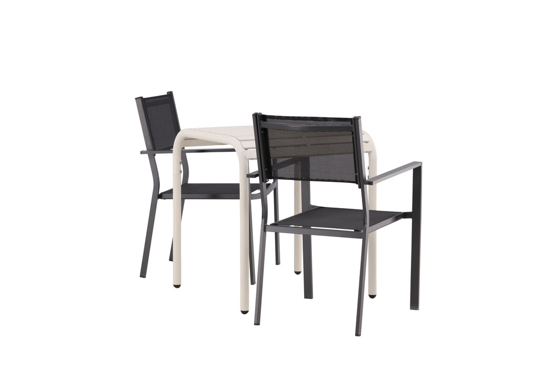 Venture Home Borneo Cafetable Aluminium - Beige / Kvadrat 70*70* +Copacabana Stacking Chair - Black/Black - Ersätter 4131-408 _2
