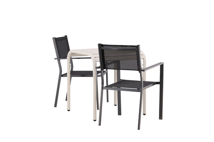 Venture Home Borneo Cafetable Aluminium - Beige / Kvadrat 70*70* +Copacabana Stacking Chair - Black/Black - Ersätter 4131-408 _2