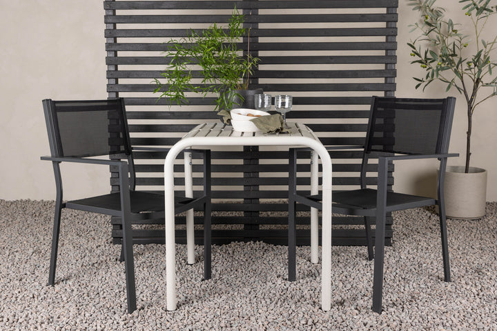Venture Home Borneo Cafetable Aluminium - Beige / Kvadrat 70*70* +Copacabana Stacking Chair - Black/Black - Ersätter 4131-408 _2