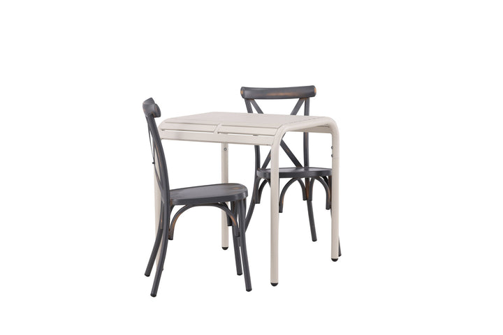 Venture Home Borneo Cafetable Aluminium - Beige / Kvadrat 70*70* +Tablas Diningchair Aluminium - Black / _2