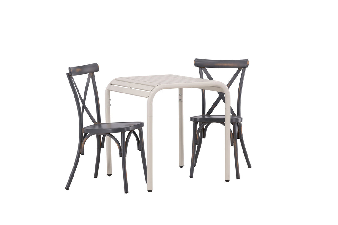 Venture Home Borneo Cafetable Aluminium - Beige / Kvadrat 70*70* +Tablas Diningchair Aluminium - Black / _2