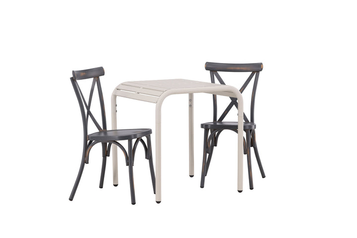 Venture Home Borneo Cafetable Aluminium - Beige / Kvadrat 70*70* +Tablas Diningchair Aluminium - Black / _2