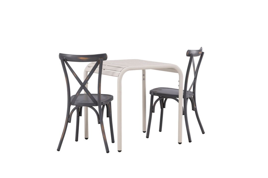 Venture Home Borneo Cafetable Aluminium - Beige / Kvadrat 70*70* +Tablas Diningchair Aluminium - Black / _2