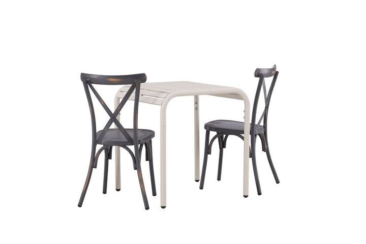 Venture Home Borneo Cafetable Aluminium - Beige / Kvadrat 70*70* +Tablas Diningchair Aluminium - Black / _2