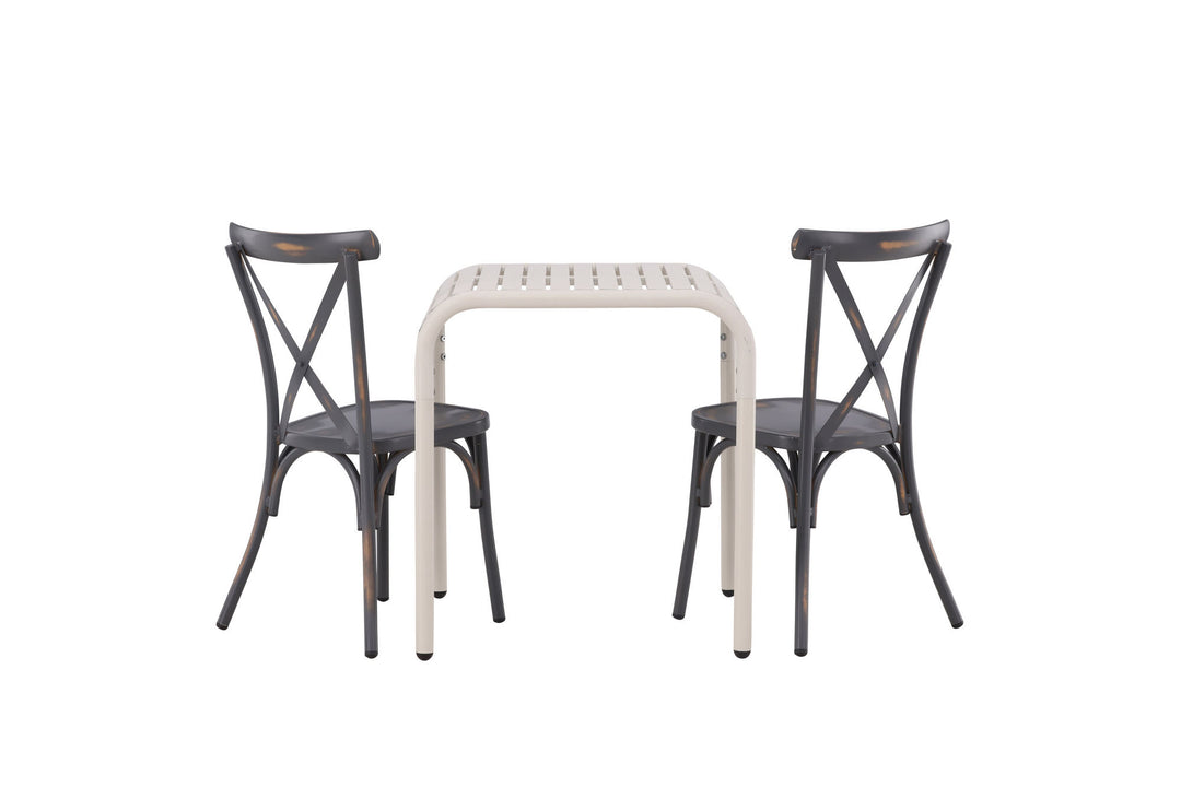 Venture Home Borneo Cafetable Aluminium - Beige / Kvadrat 70*70* +Tablas Diningchair Aluminium - Black / _2