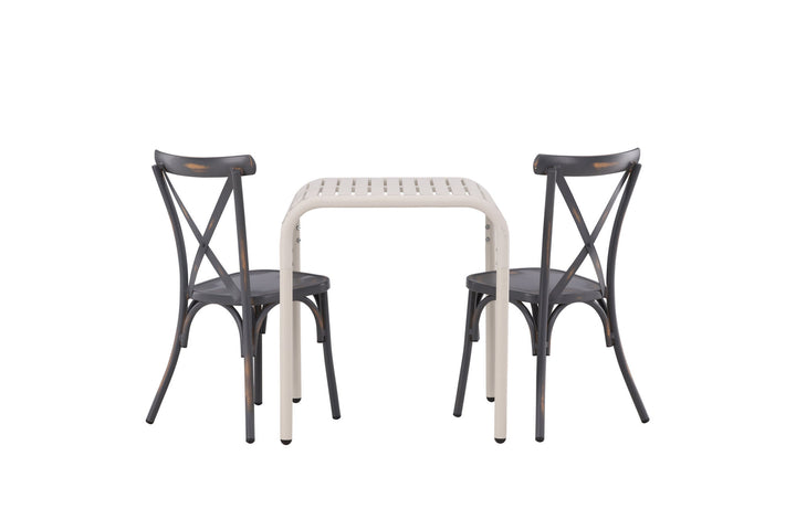 Venture Home Borneo Cafetable Aluminium - Beige / Kvadrat 70*70* +Tablas Diningchair Aluminium - Black / _2