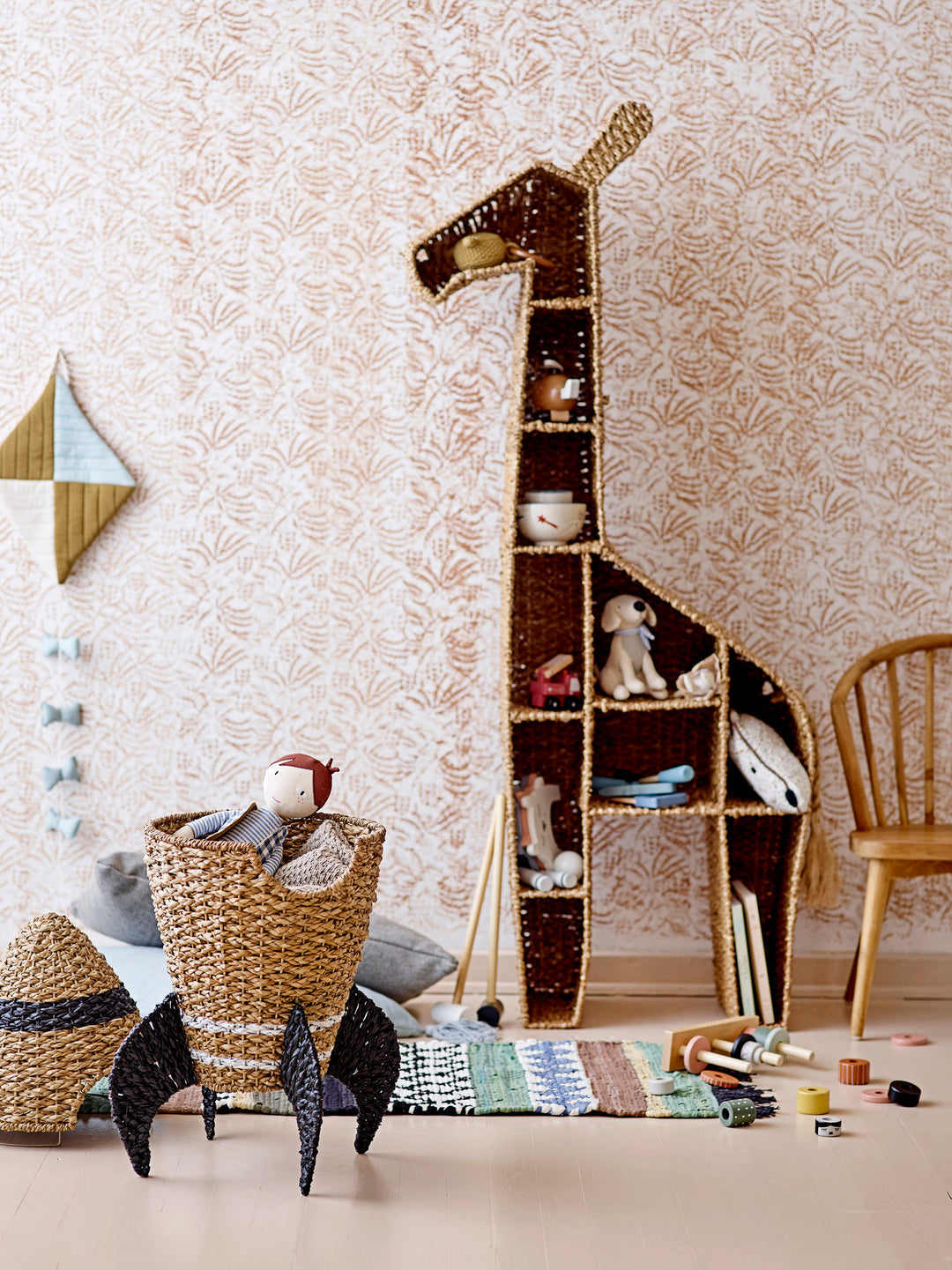 Bloomingville MINI Cosmina Kurv m/Låg, Natur, Søgræs