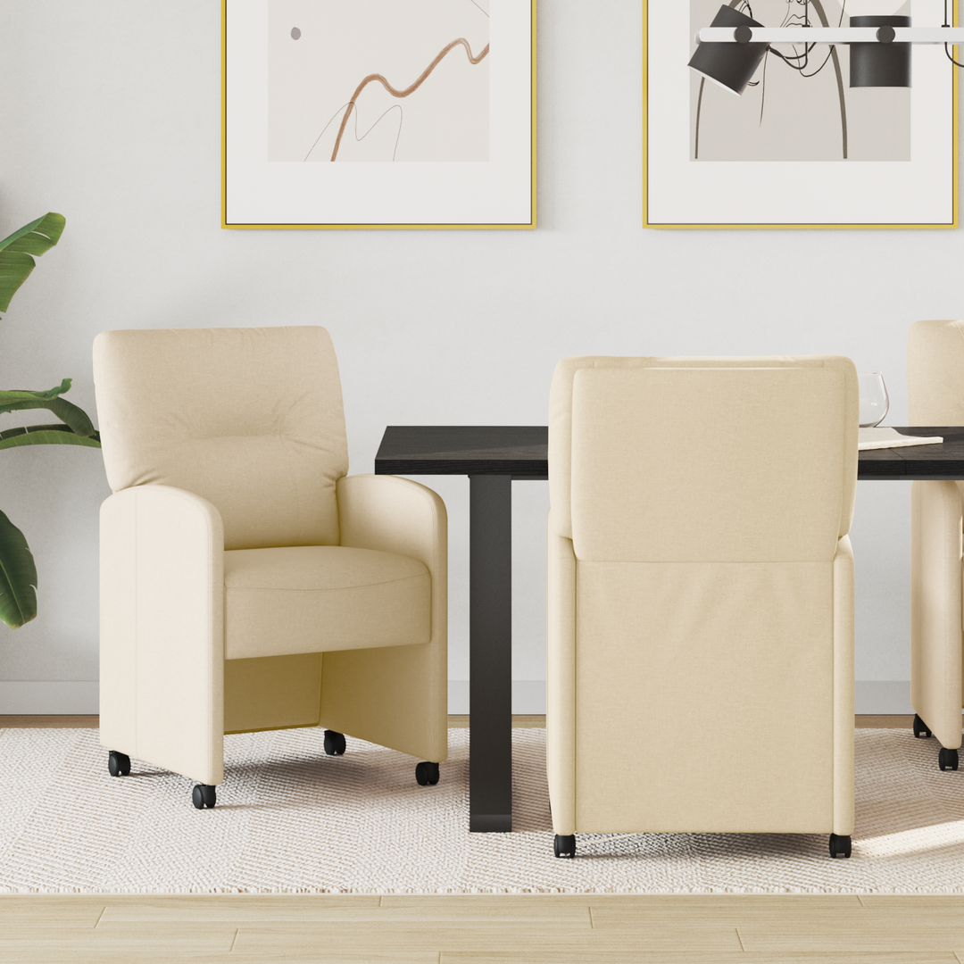 Spisebordsstole med hjul 2 pcs Creme 57 x 67 x 95 cm Stof