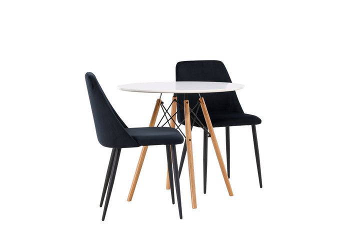 Venture Home Danburi Dining Table - Woodlook / Woodlook MDF +Night Dining Chair - Black / Black Velvet _2