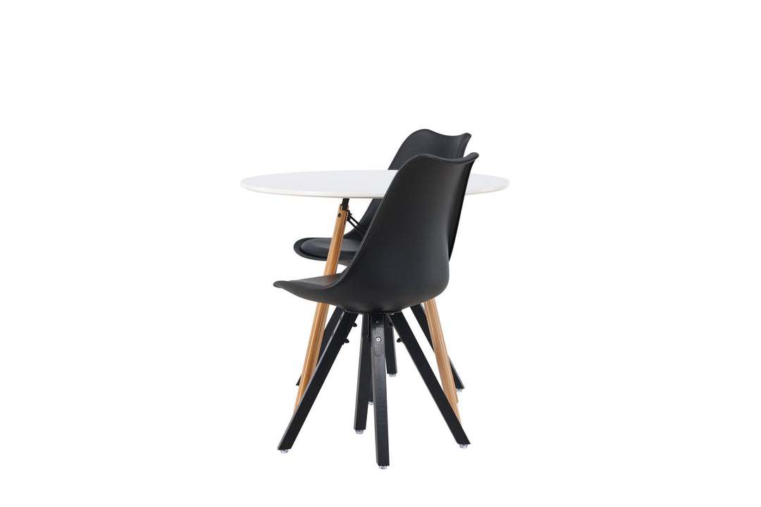 Venture Home Danburi Dining Table - Woodlook / Woodlook MDF +Zeno Dining Chair - Black / Black PP _2