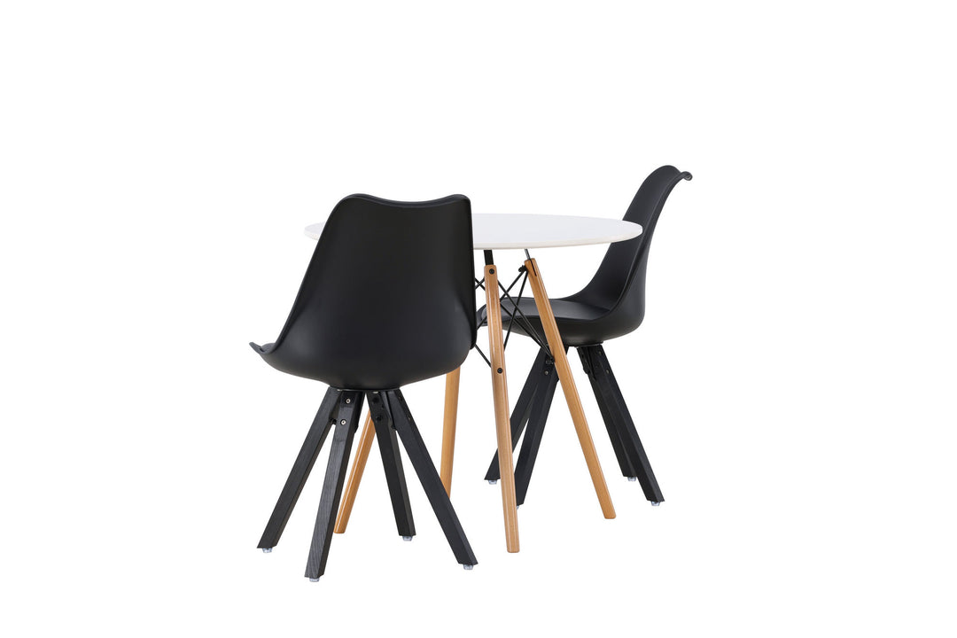 Venture Home Danburi Dining Table - Woodlook / Woodlook MDF +Zeno Dining Chair - Black / Black PP _2
