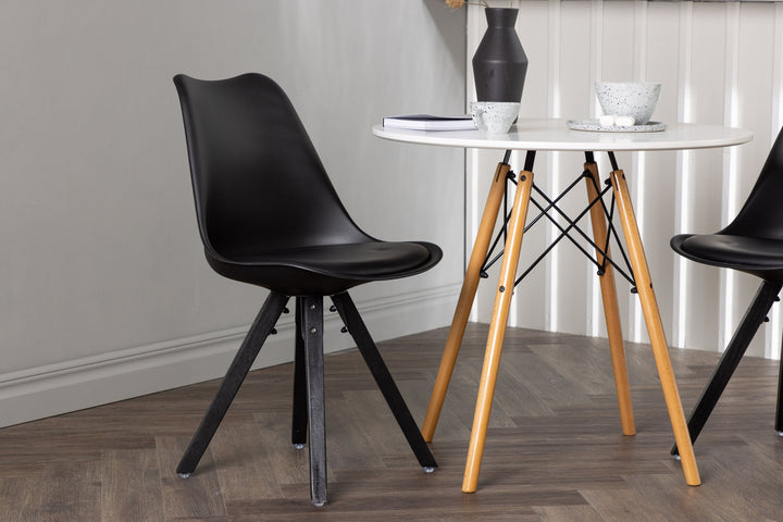 Venture Home Danburi Dining Table - Woodlook / Woodlook MDF +Zeno Dining Chair - Black / Black PP _2