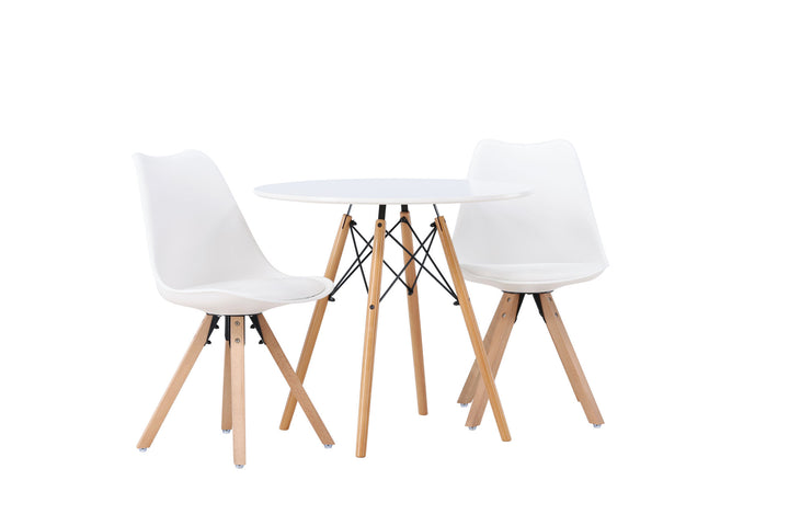 Venture Home Danburi Dining Table - Woodlook / Woodlook MDF +Zeno Dining Chair - Nature woodlook / White PP _2